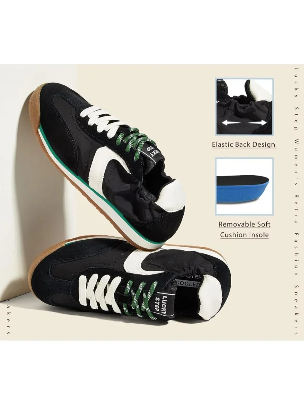 Women's Black Lightweight Slip On Comfortable Casual Lace Up Fashion Sneakers